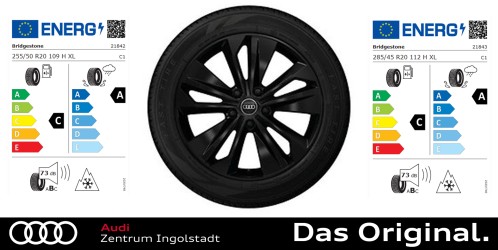 Original Audi Q6 e-tron / S Q6 e-tron 20 Zoll Winterkomplettradsatz 5-Doppelarm-Falx Bridgestone Blizzak LM005 Vorderachse: 255/50 R20 109H XL 8,5Jx20 ET 35 Hinterachse: 285/45 R20 112H XL 10,0Jx20 ET 39 Original Audi Q6 e-tron / S Q6 e-tron 20 Zoll Winterkomplettradsatz 5-Doppelarm-Falx Bridgestone Blizzak LM005 Vorderachse: 255/50 R20 109H XL 8,5Jx20 ET 35 Hinterachse: 285/45 R20 112H XL 10,0Jx20 ET 39