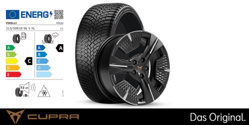 Original SEAT CUPRA Raval 18 Zoll Winterkomplettradsatz Defier Machined schwarz Pirelli CINTURATO WINTER 3 215/50 R18 96 V XL 7,0J x 18 ET42 Original SEAT CUPRA Raval 18 Zoll Winterkomplettradsatz Defier Machined schwarz Pirelli CINTURATO WINTER 3 215/50 R18 96 V XL 7,0J x 18 ET42