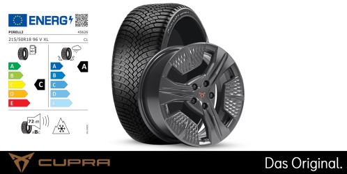 Original SEAT CUPRA Raval 18 Zoll Winterkomplettradsatz Defier Machined schwarz Pirelli CINTURATO WINTER 3 215/50 R18 96 V XL 7,0J x 18 ET42 DOT 25 Original SEAT CUPRA Raval 18 Zoll Winterkomplettradsatz Defier Machined schwarz Pirelli CINTURATO WINTER 3 215/50 R18 96 V XL 7,0J x 18 ET42 DOT 25