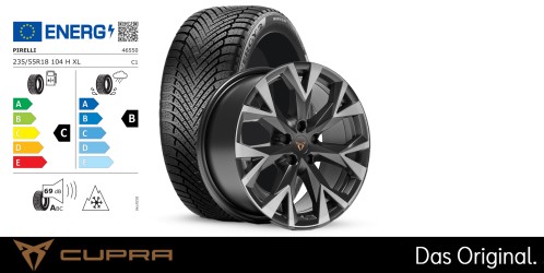 Original SEAT CUPRA Terramar 18 Zoll Winterkomplettradsatz Atomic schwarz-silber Pirelli POWERGY 2 WINTER 235/55 R18 104 H XL 8,0J x 18 ET38 Original SEAT CUPRA Terramar 18 Zoll Winterkomplettradsatz Atomic schwarz-silber Pirelli POWERGY 2 WINTER 235/55 R18 104 H XL 8,0J x 18 ET38