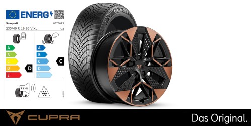 Original SEAT CUPRA Raval 19 Zoll Winterkomplettradsatz Vandal Copper Machined/ schwarz Semperit SPEED-GRIP 5 235/40 R19 96 V XL 8,0J x 19 ET47 Original SEAT CUPRA Raval 19 Zoll Winterkomplettradsatz Vandal Copper Machined/ schwarz Semperit SPEED-GRIP 5 235/40 R19 96 V XL 8,0J x 19 ET47