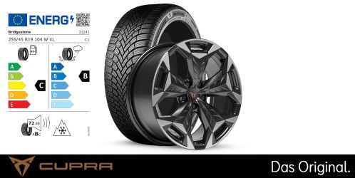 Original SEAT CUPRA Terramar 19 Zoll Winterkomplettradsatz Cosmic schwarz/ glanzgedreht Bridgestone BLIZZAK 6 255/45 R19 104 W XL 8,5J x 19 ET38 Original SEAT CUPRA Terramar 19 Zoll Winterkomplettradsatz Cosmic schwarz/ glanzgedreht Bridgestone BLIZZAK 6 255/45 R19 104 W XL 8,5J x 19 ET38